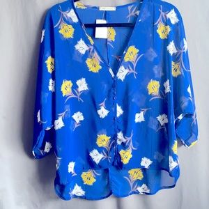Royal-Blue Sheer Blouse